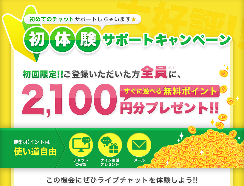 初体験サポートキャンペーン 1500円分ポイントプレゼント